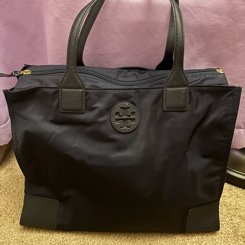 Tory Burch Ella Packable Navy Tote Bag